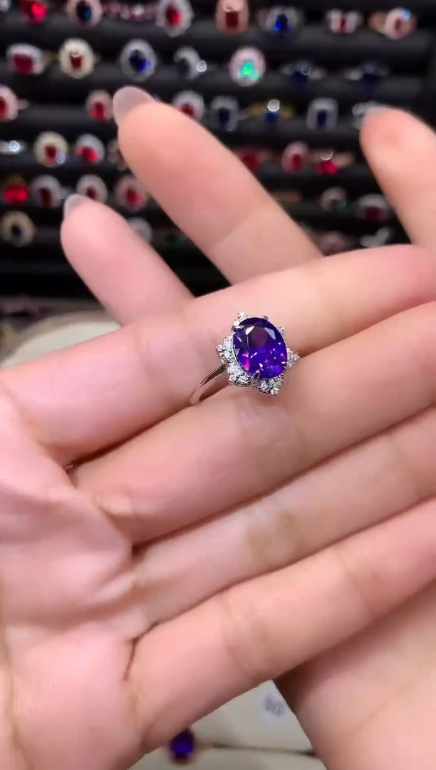 【闪购商品】水晶戒指银S925镶嵌1紫水晶
