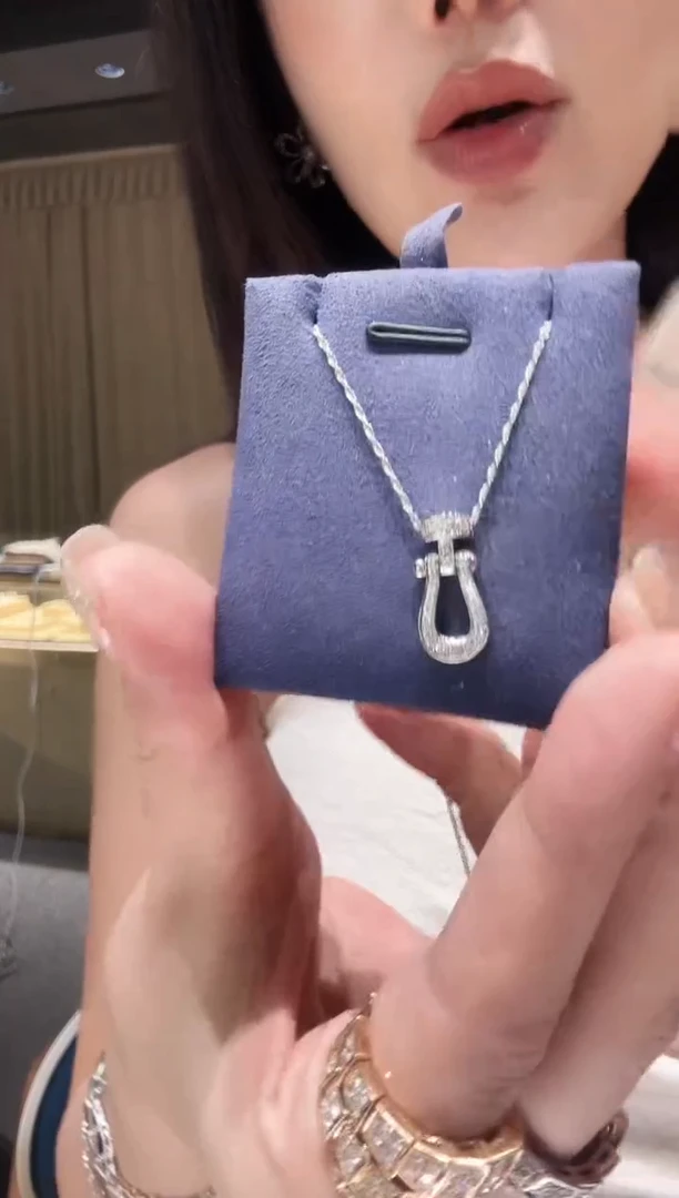 铂Pt950镶嵌项链钻石AY0273-PT-45 竖版马蹄