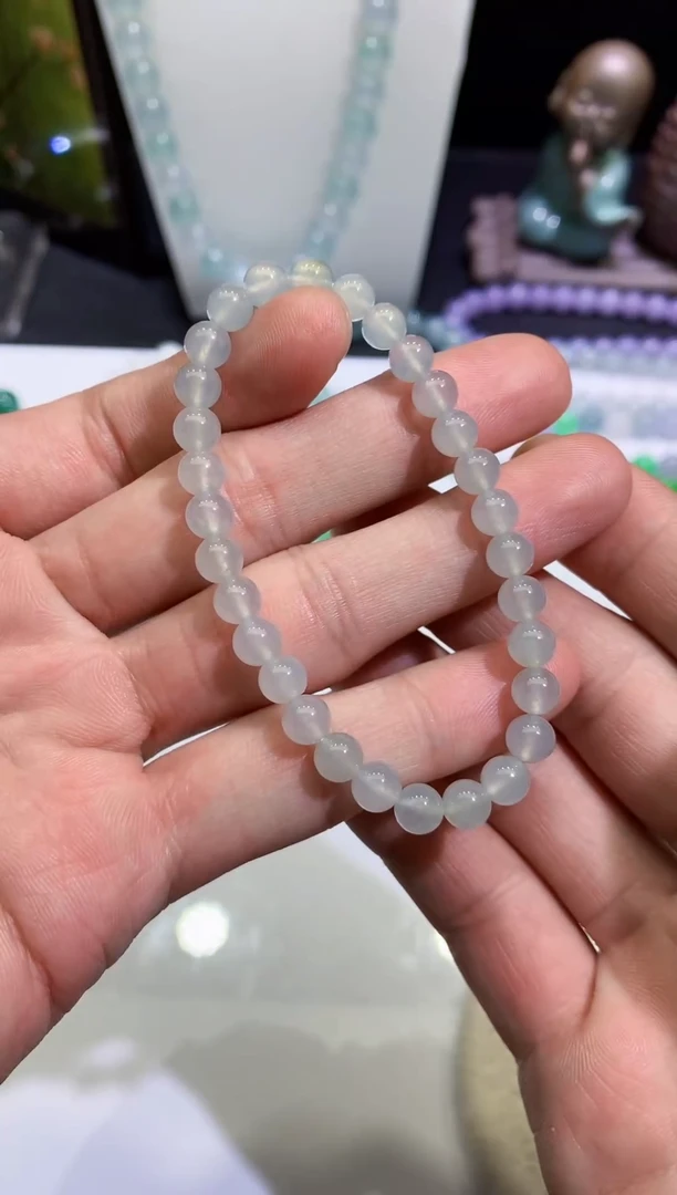 未镶嵌手链翡翠白冰手串卡6mm