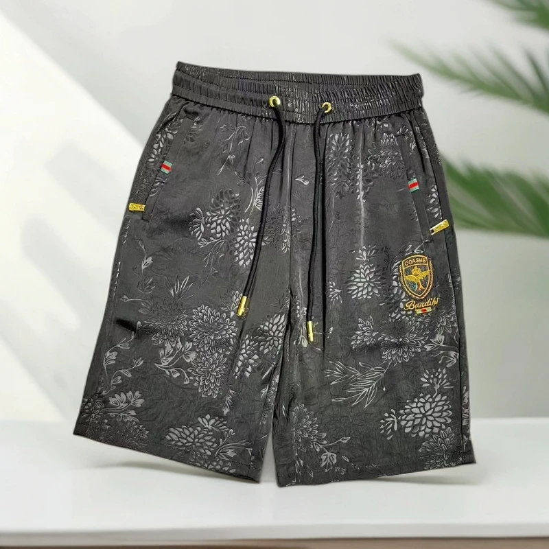 夏季提花轻奢迷彩复古百搭时尚男士短裤6分裤601