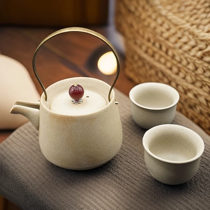 【029】中式汝窑茶具套装家用陶瓷茶壶一壶两杯简易泡茶