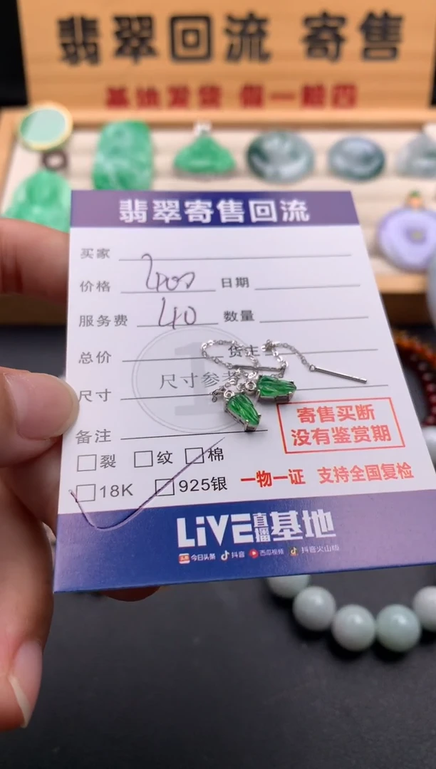 翡翠18K金镶嵌耳饰10143100