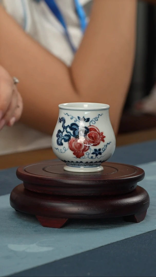 杯子景德镇手工手绘青花釉里红瓜瓞连绵主人杯