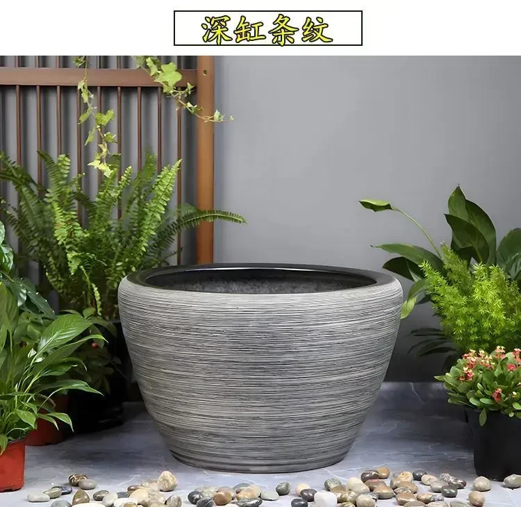 景德镇手绘青花陶瓷庭院养鱼水缸办公室鱼缸摆件睡莲乌龟庭院盆