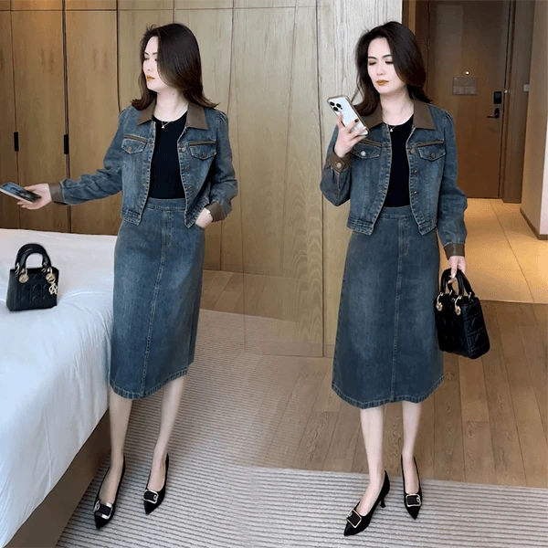 洋气减龄时尚牛仔套装女2025秋季新款宽松显瘦百搭减龄洋气套裙潮