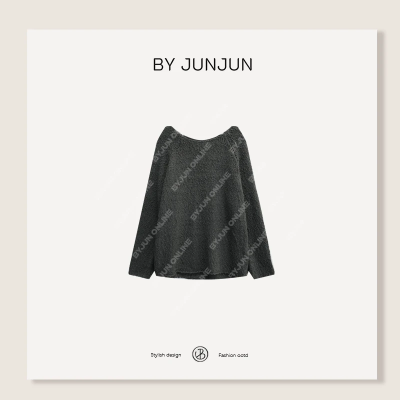 ByJunjun【锁骨毛衣】大肚纱肌理感毛衣早秋新款
