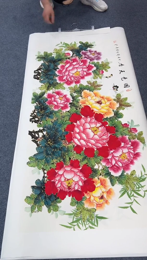 国画金线牡丹四尺同类型随机