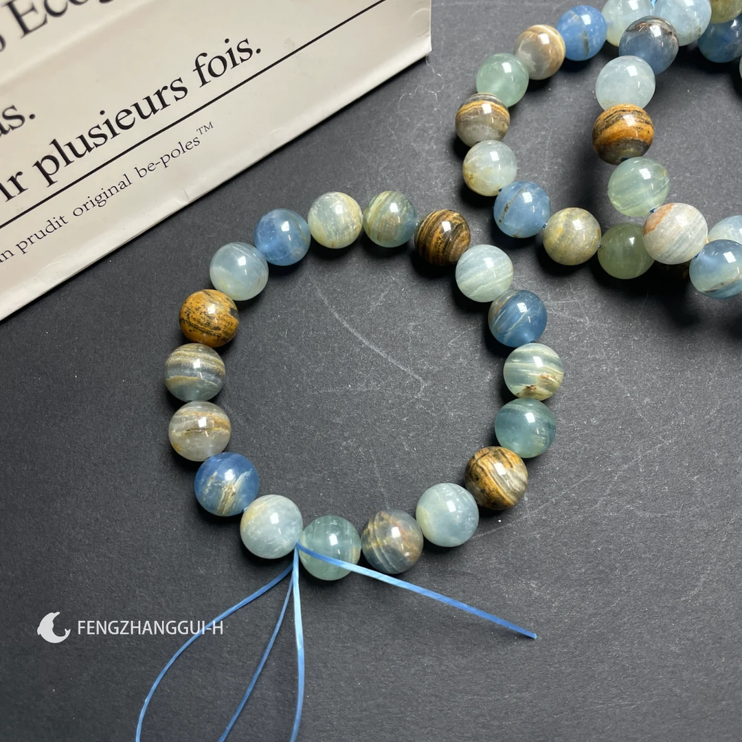 蓝方解石手串莫奈千层石纹复古如画手串时尚七夕礼物包邮蓝色彩色