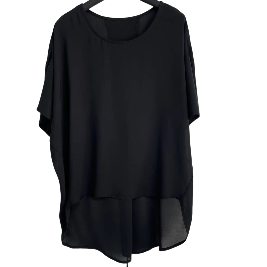 恬小霓（玲玲姐精选）267/黑色/小斜纹/前短后长/系绳小衫/百搭时尚