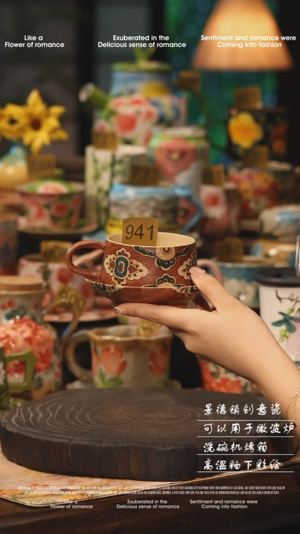 陶瓷941景德镇高温釉下彩绘设计师款式