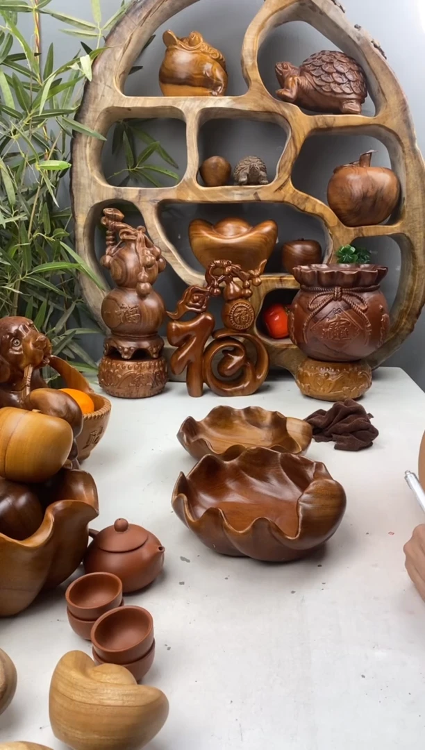 香樟木A22贝壳果盆/尺寸