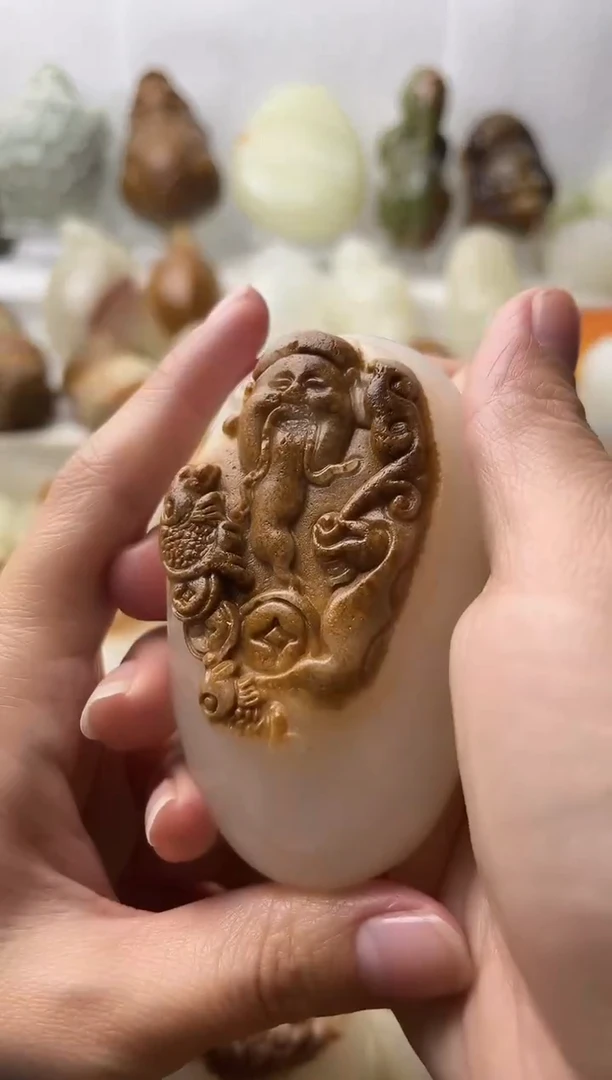 石材古青石棉纹正常不退换财神微瑕