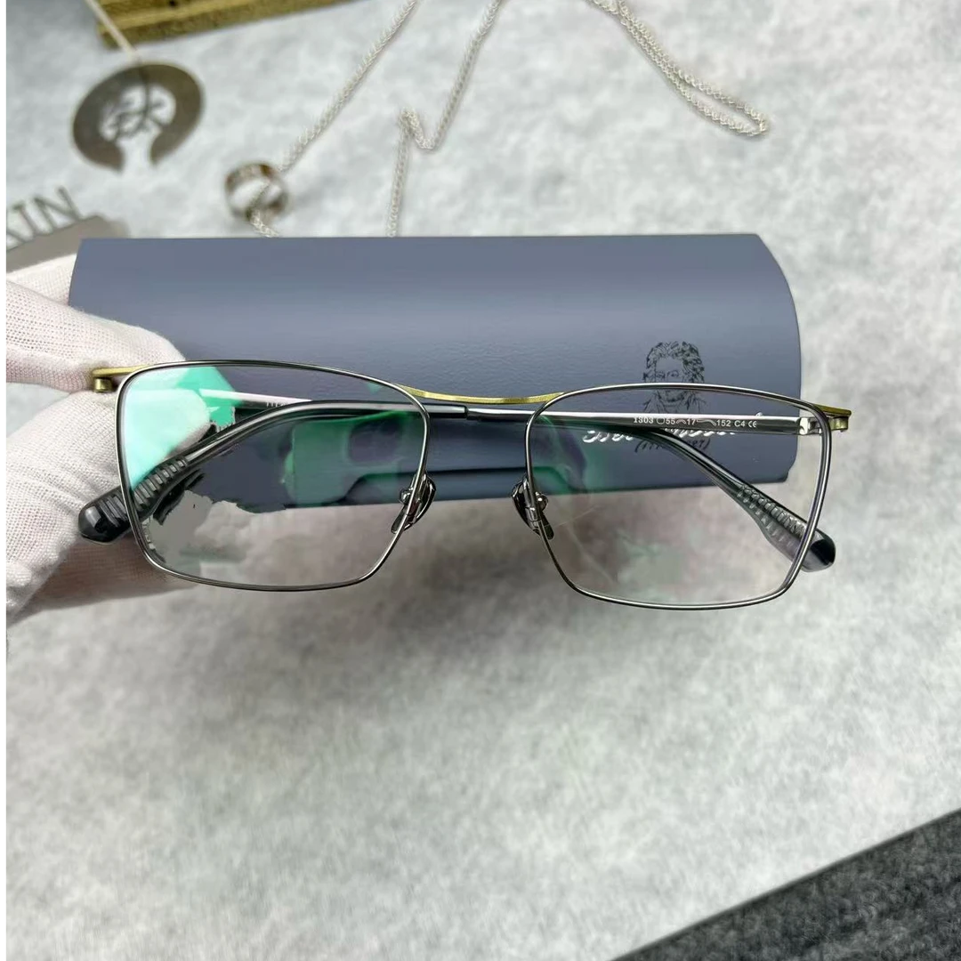 时尚款镂空设计师眼镜纯钛商务全框男款眼镜架近视镜防蓝光1303