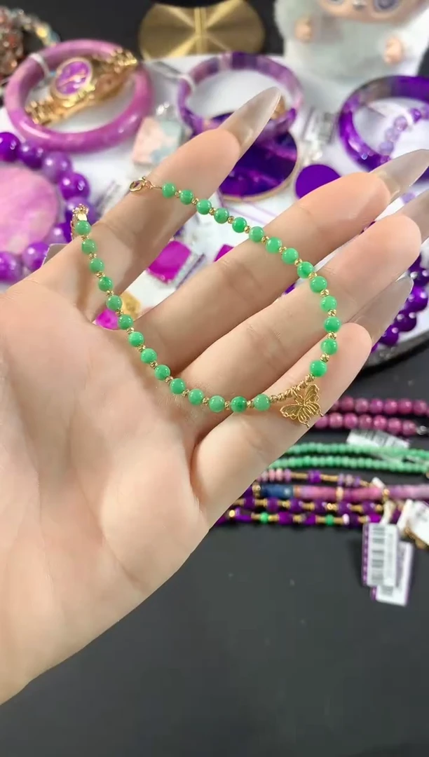 18K金镶嵌手链翡翠手链