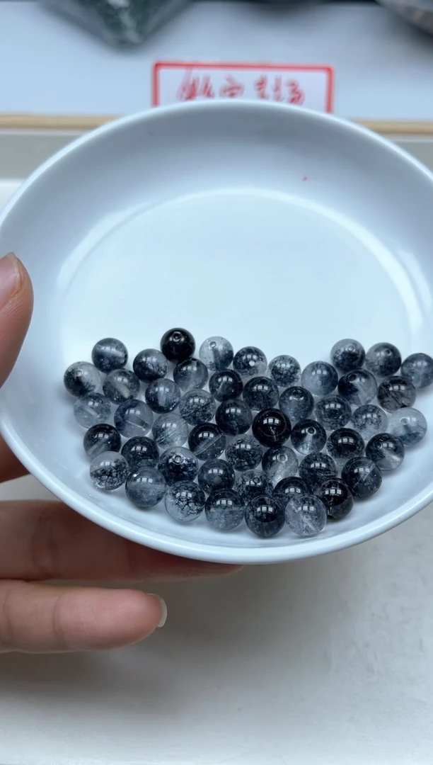 水晶珠宝半成品未镶嵌B964黑幽灵8mm10个9.9元