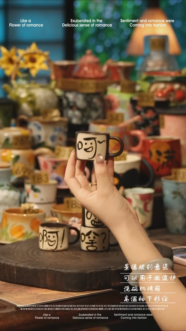 陶瓷随机景德镇高温釉下彩手工手绘款式