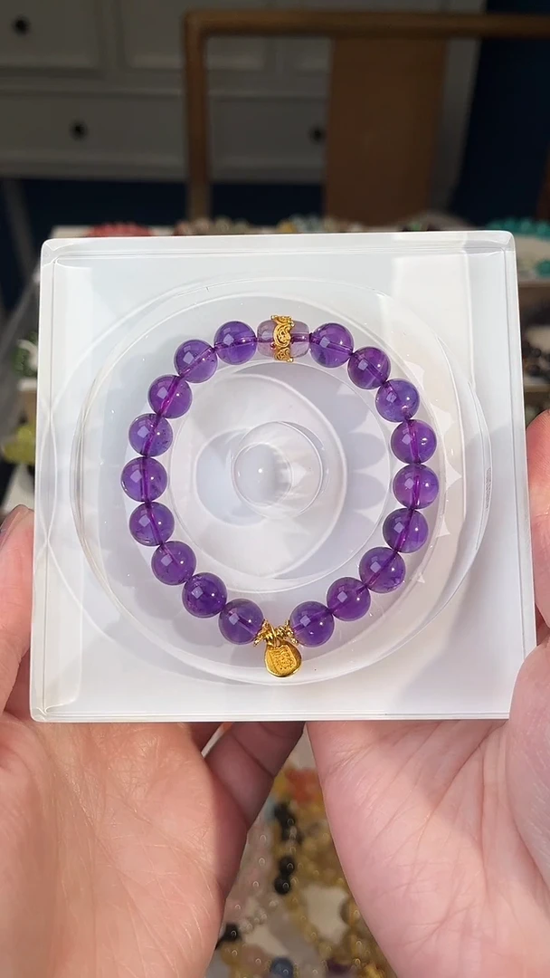 未镶嵌手链水晶紫水晶+925银小众招财气质手串