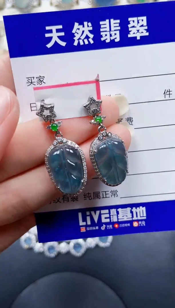 银S925镶嵌翡翠耳饰101