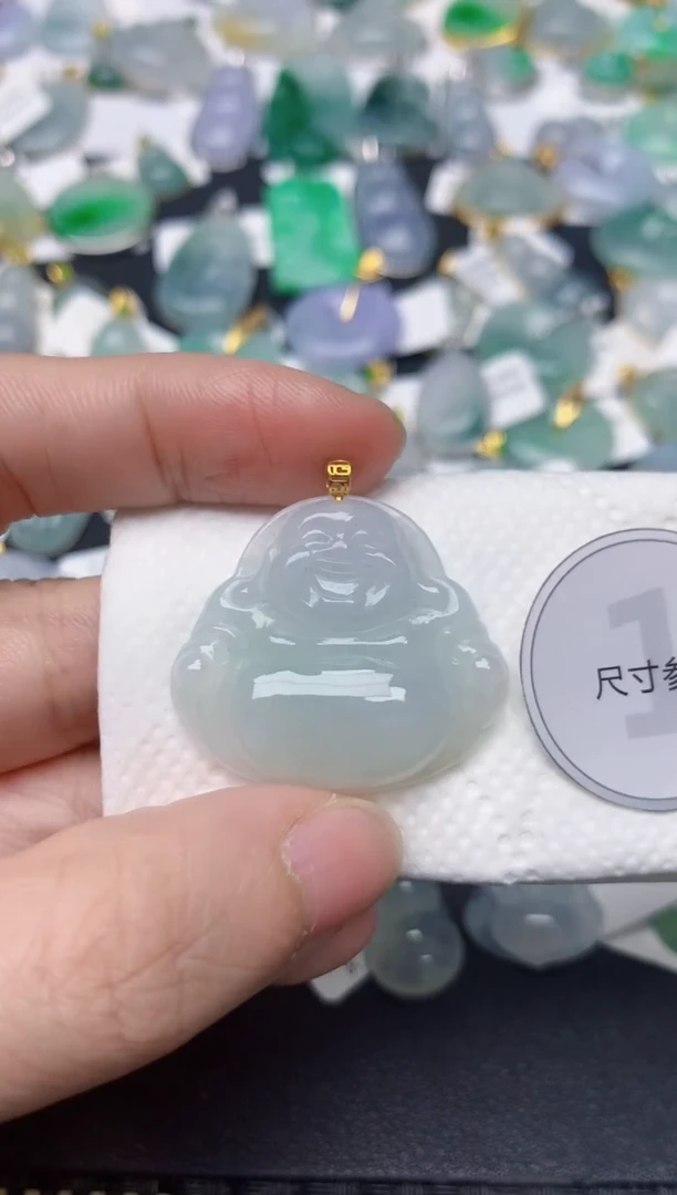 颈饰18K金镶嵌翡翠天然缅甸A货翡翠