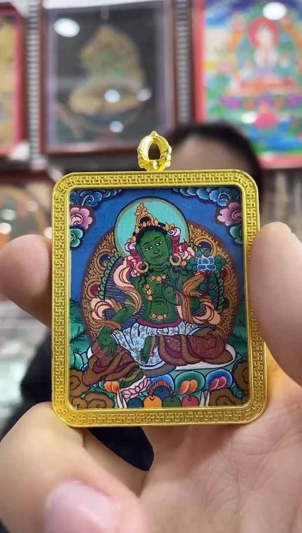 吊坠纯手绘唐卡（非质量问题不退不换）绿妈妈