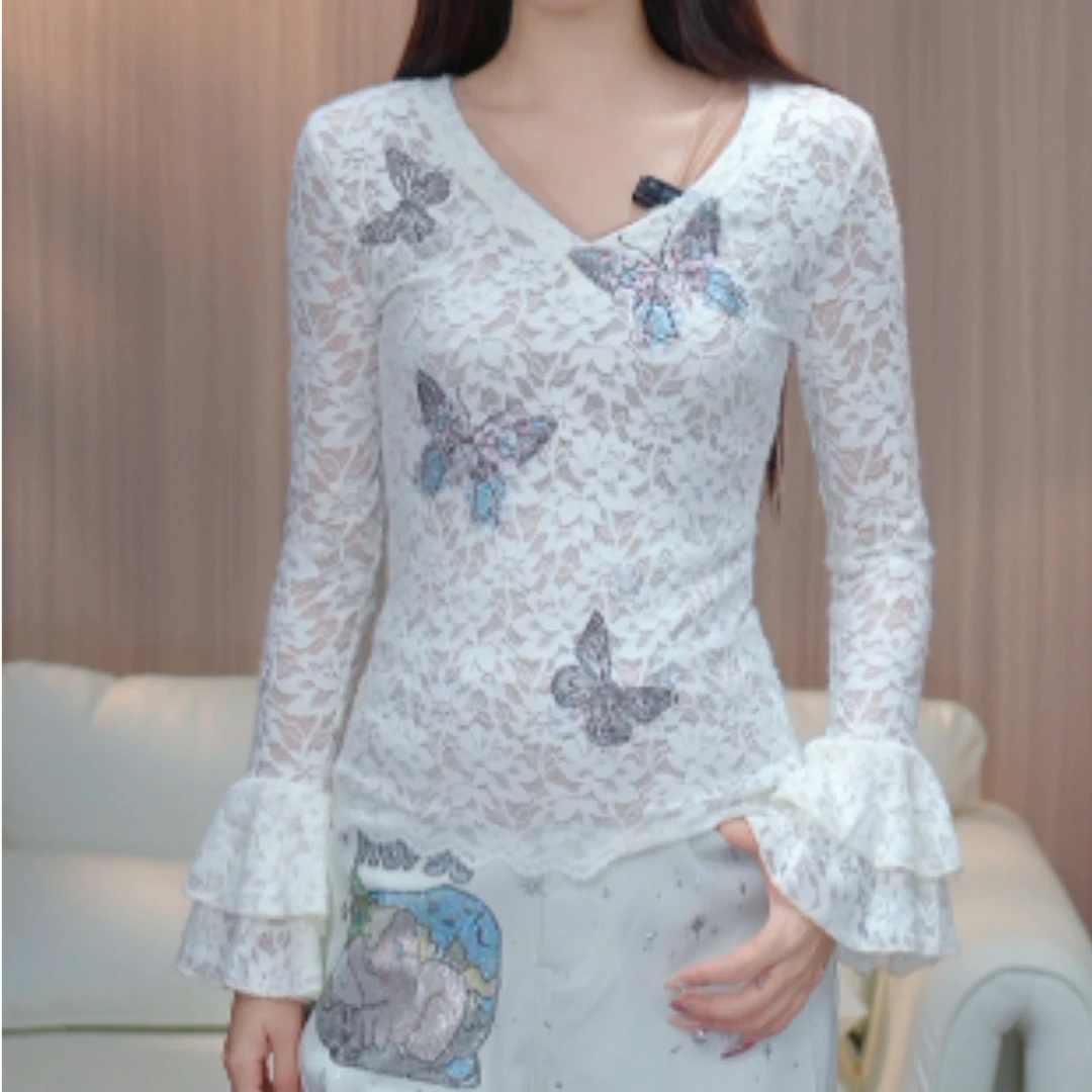 TCH私服秋冬慵懒风烫钻时尚淑女米色打底衫女T75D02E1006轻奢tch