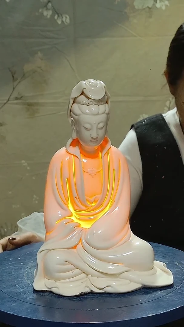 摆件德化瓷披坐观音造像高34 公分