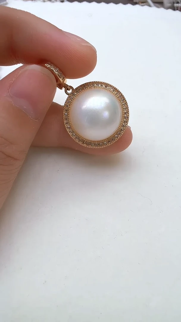 合金拼合珍珠（马贝珠）颈饰金色太阳花