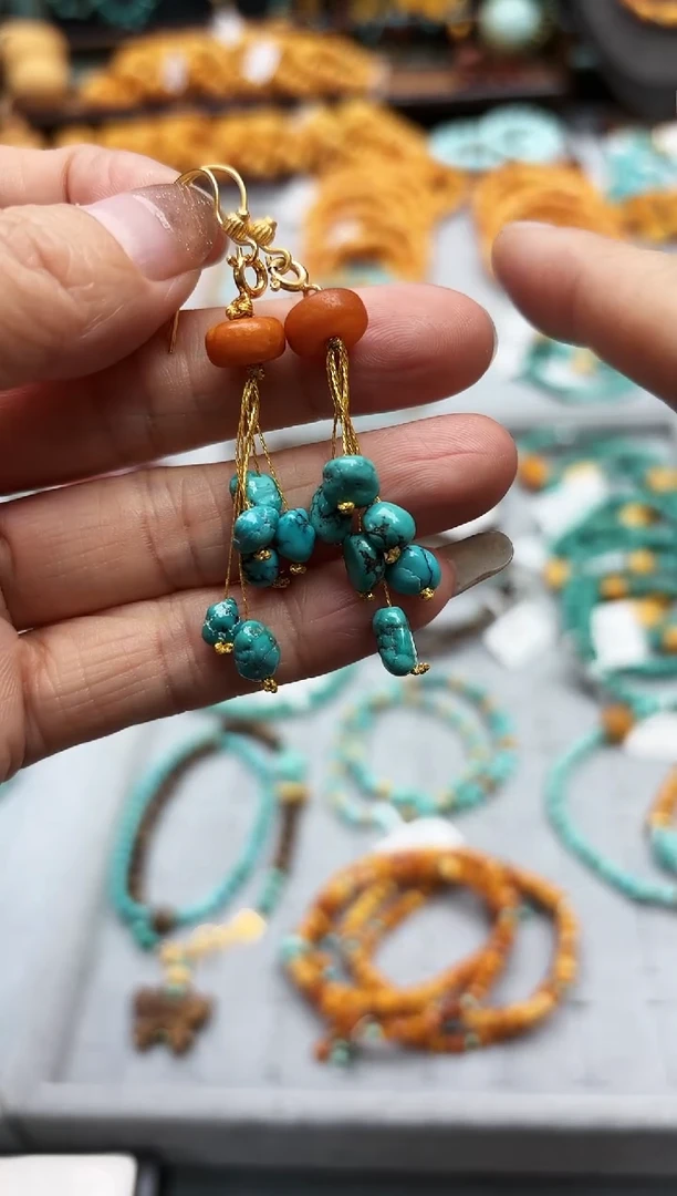 【闪购商品】琥珀耳饰未镶嵌耳环