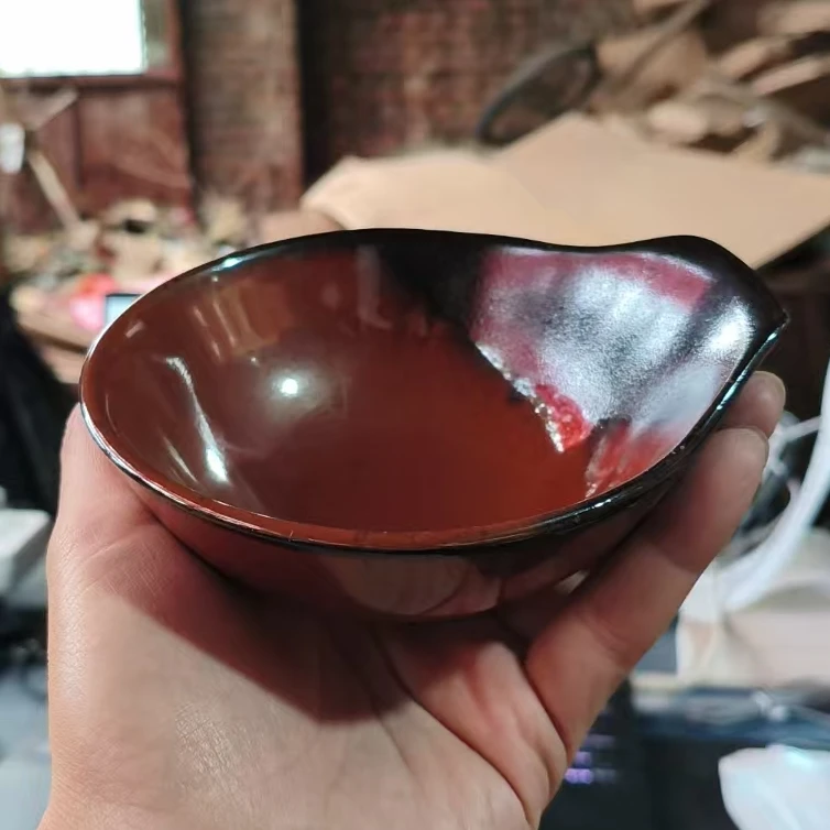 特价瑕疵，黑红双色茶碟2只