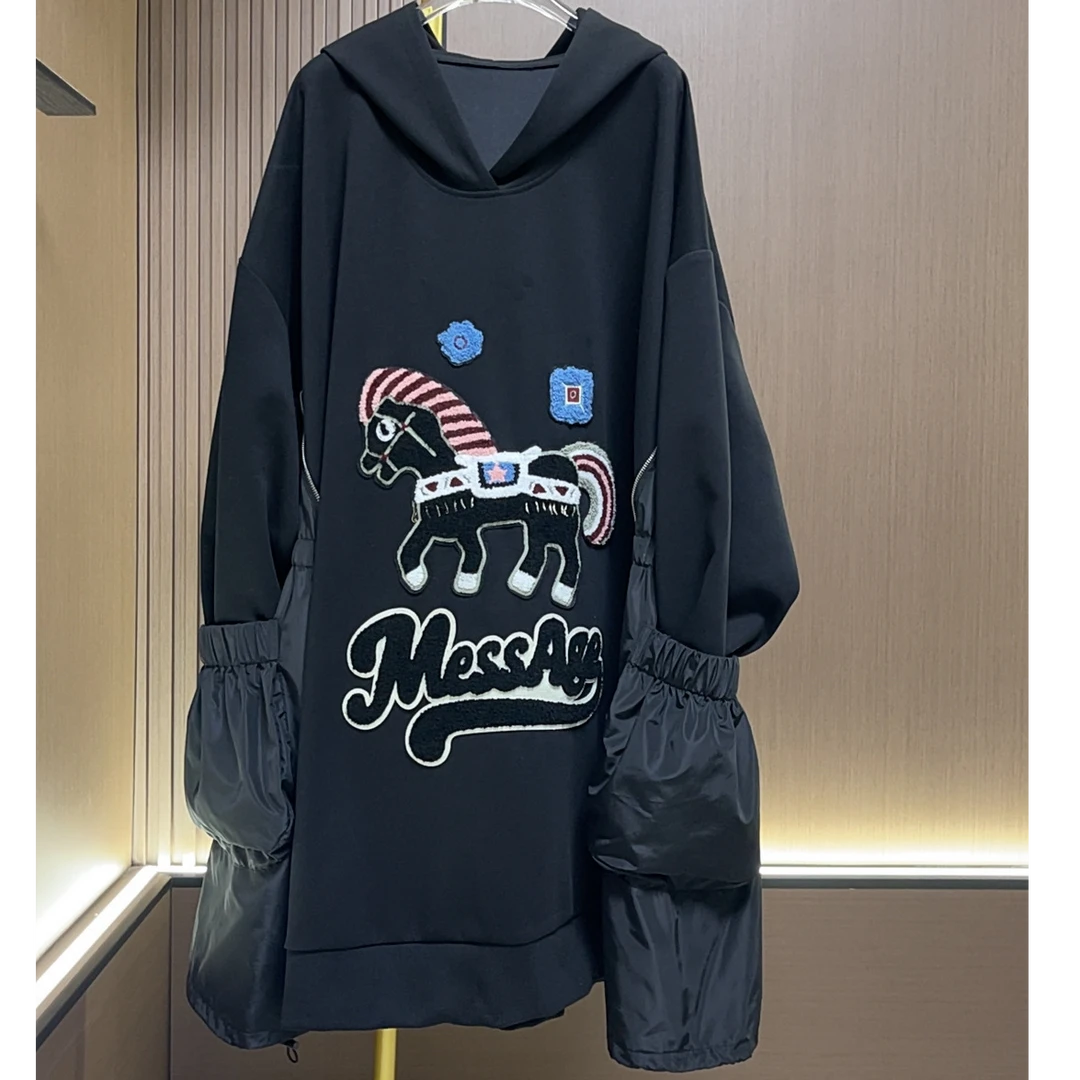 2311冬季新款落肩长袖设计师款大码女装卫衣