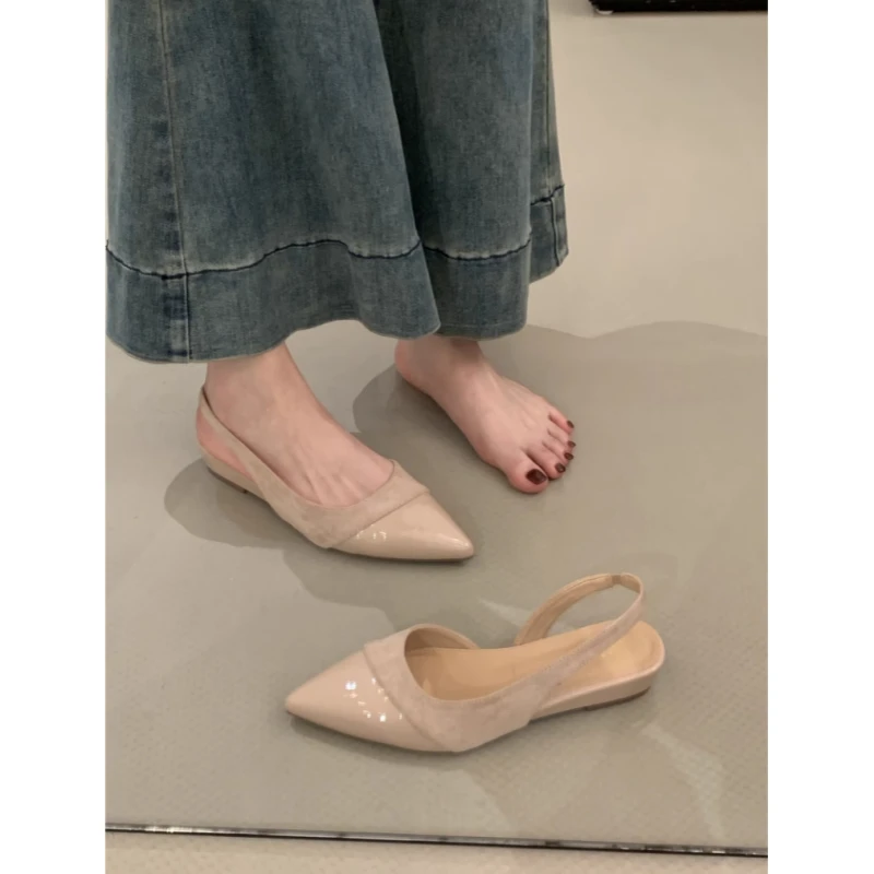 温柔仙女粗跟单鞋女2025年春夏新款法式气质优雅尖头浅口包头凉鞋