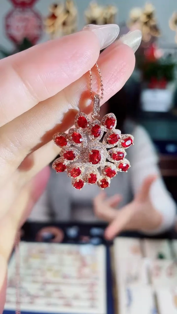 【闪购商品】彩色蓝宝石吊坠银S925镶嵌吊坠