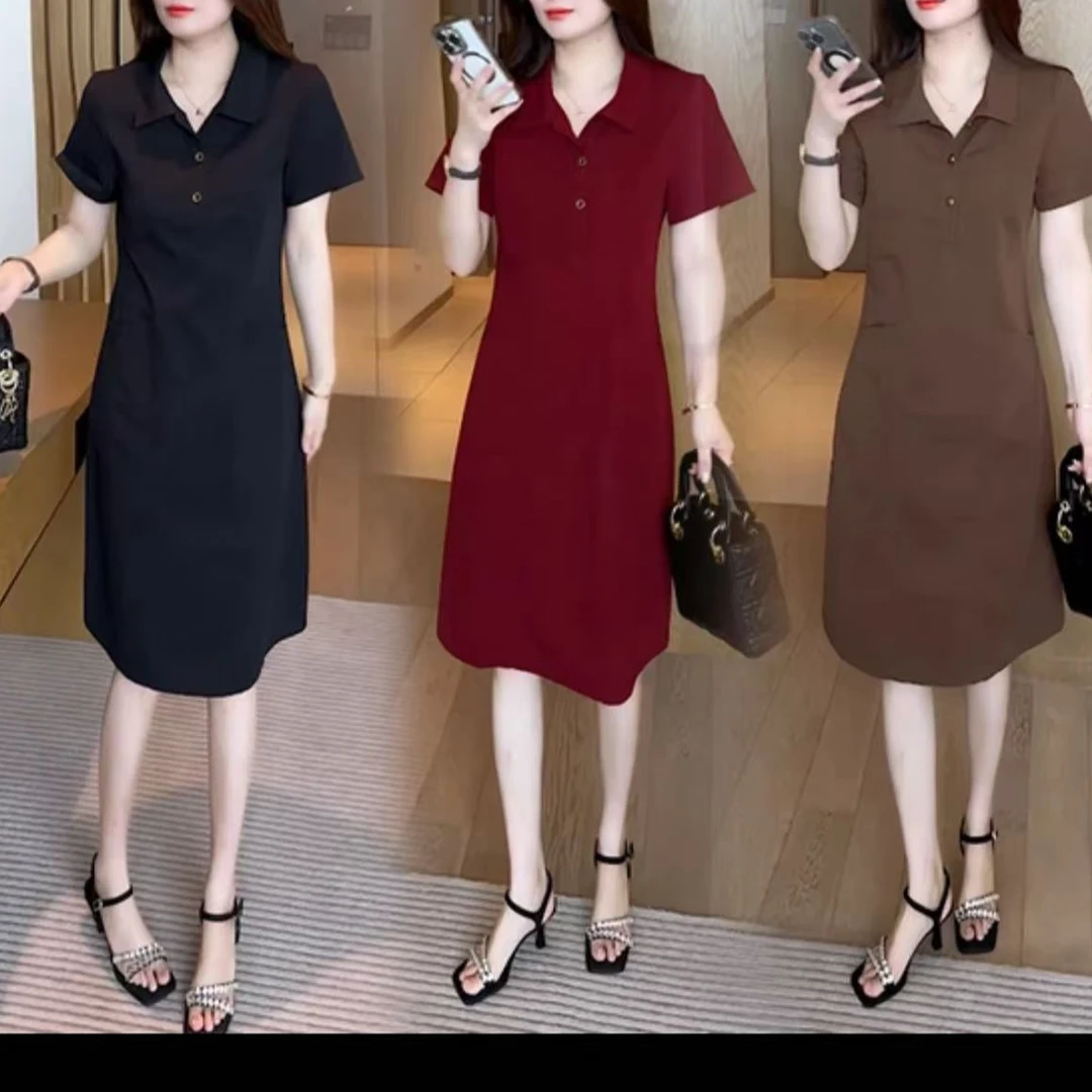 2025年夏季新款冰感休闲宽松显瘦减龄中长款连衣裙