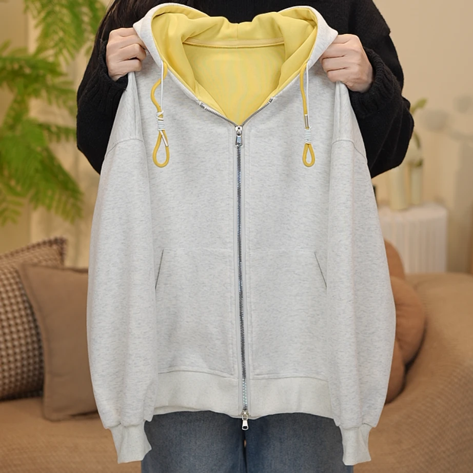 女大童秋装外套青少年初高中生连帽卫衣拉链衫宽松休闲运动潮上衣