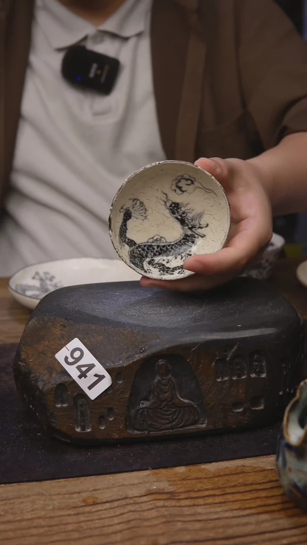 甘石陶艺粉引手绘941