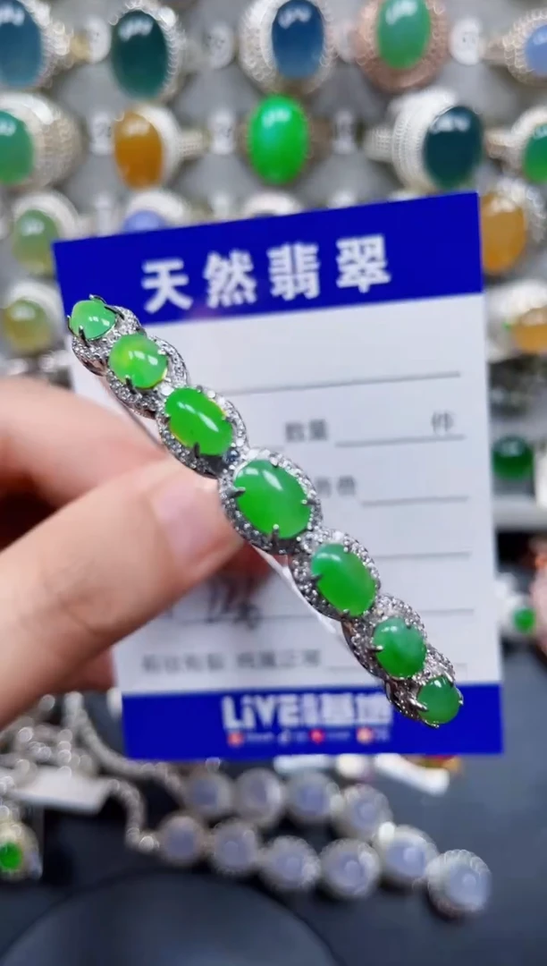 银S925镶嵌手镯翡翠236