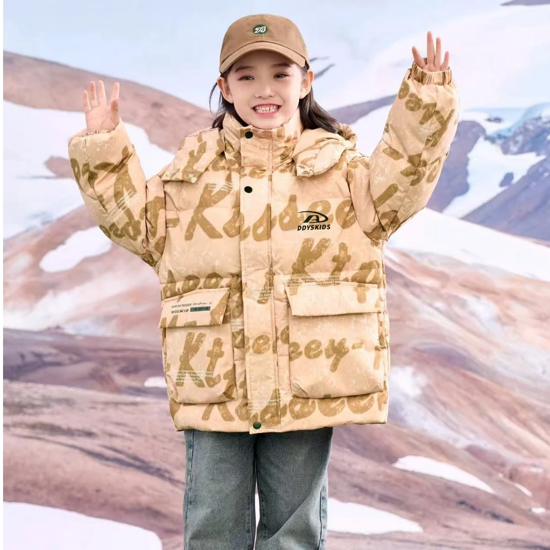 秋雨【现】【影迷彩】大版女男童三防面料加厚保暖迷彩羽绒服