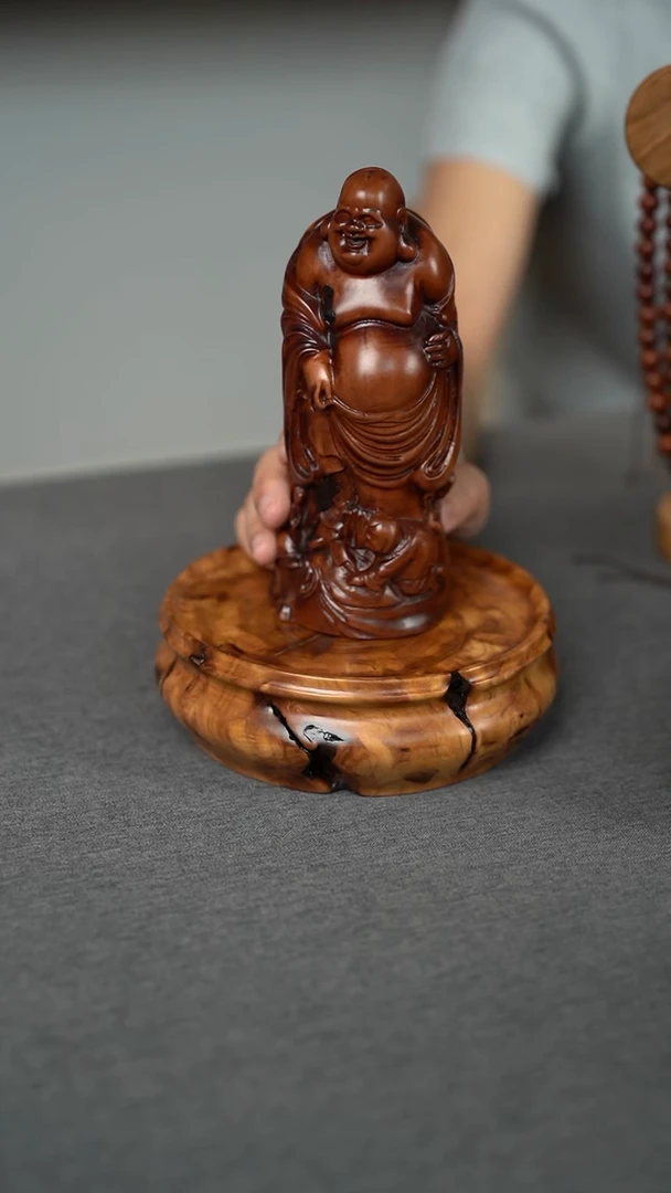 枣木雷击枣木弥勒佛摆件