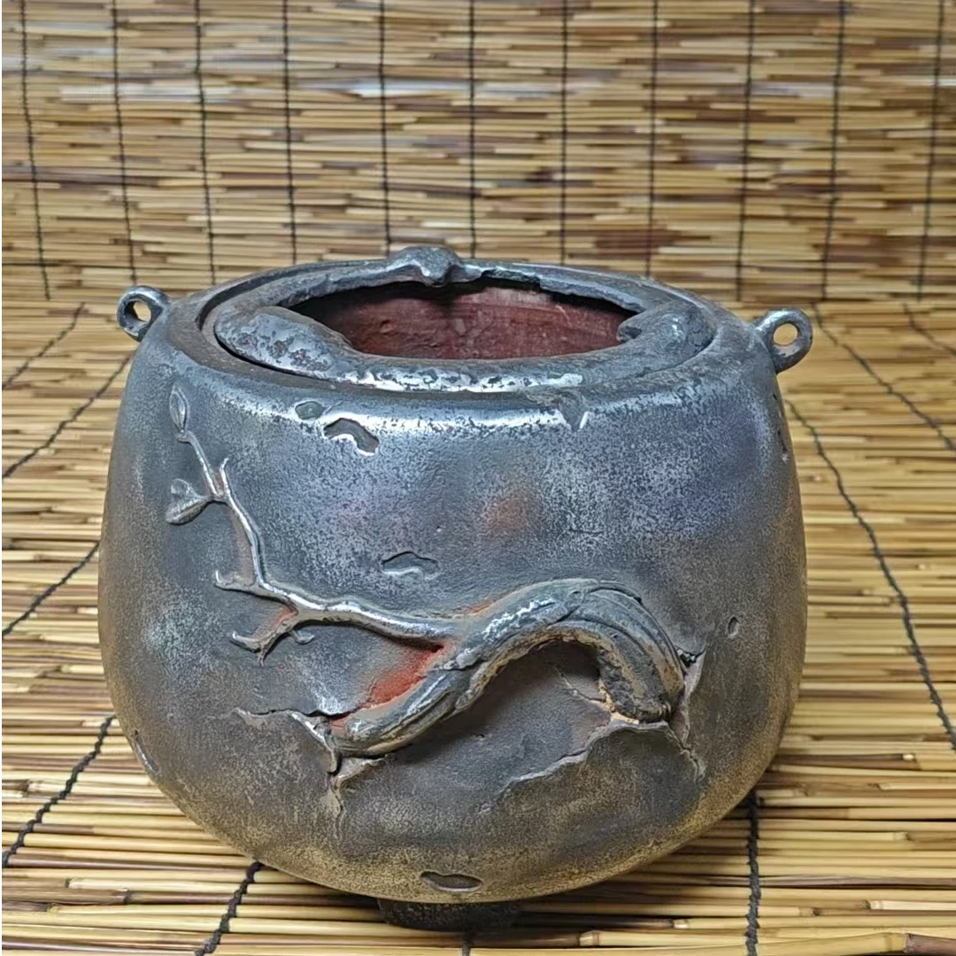 亮皮树根炉围炉煮茶炉炭火炉铁壶煮水专用