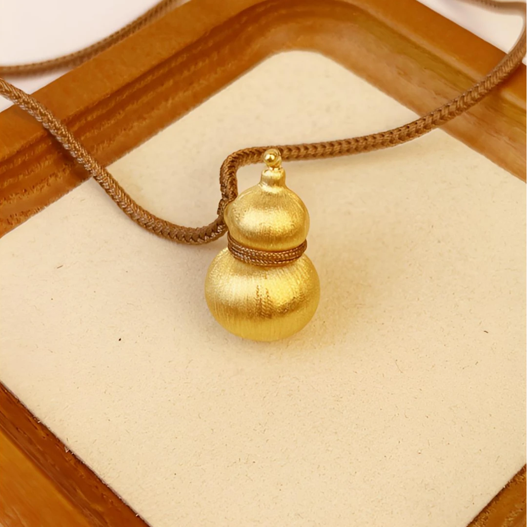 【11特惠购】黄金足金999重版拉丝葫芦吊坠金色生日节日礼物送家人