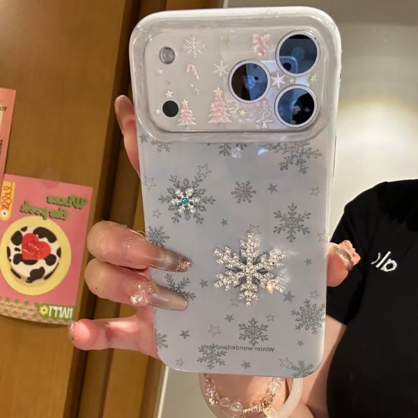 黎宵冬日满屏雪花适用苹果17PROMAX手机壳华为OPPO小米VIVO新款女