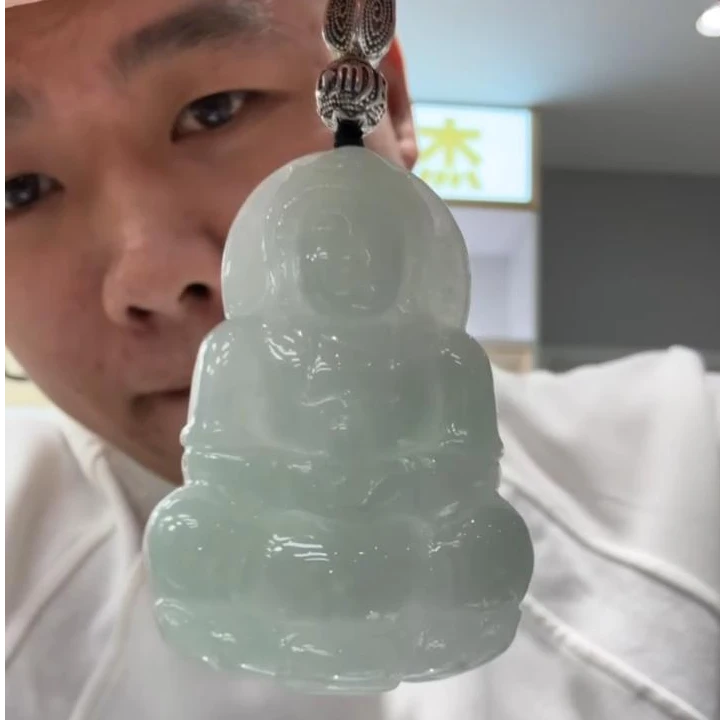 【杰缘珠宝】 A货翡翠冰晴底观音 多样性一件
