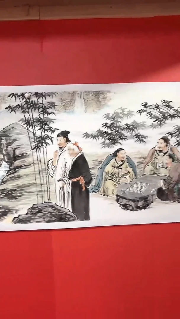 国画竹林七贤/6尺拖底/谭正坤