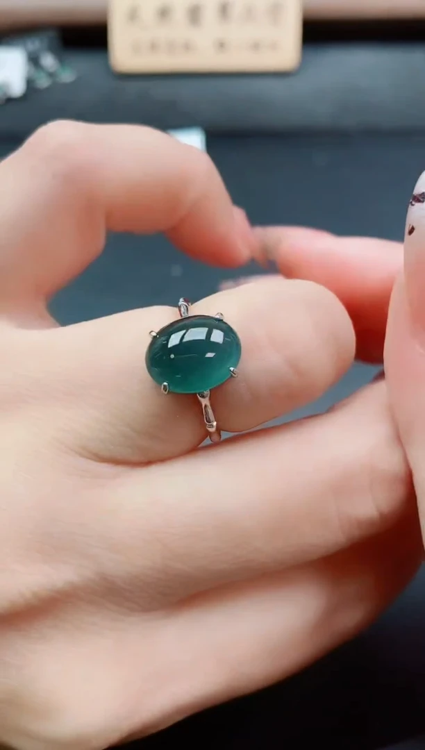 银S925镶嵌戒指翡翠1