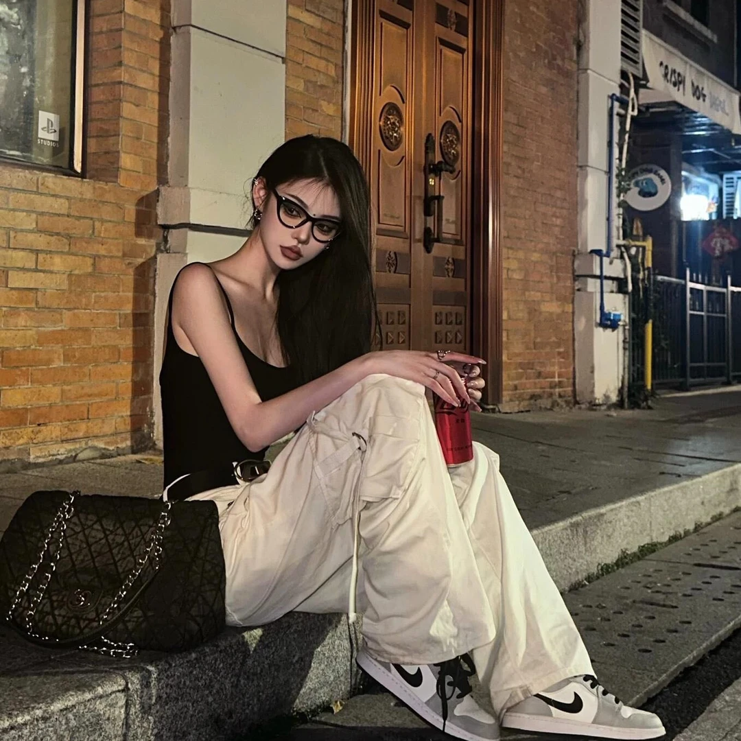 春季新款纯欲露背外穿连体上衣搭配高腰直筒裤套装运动百搭夏季