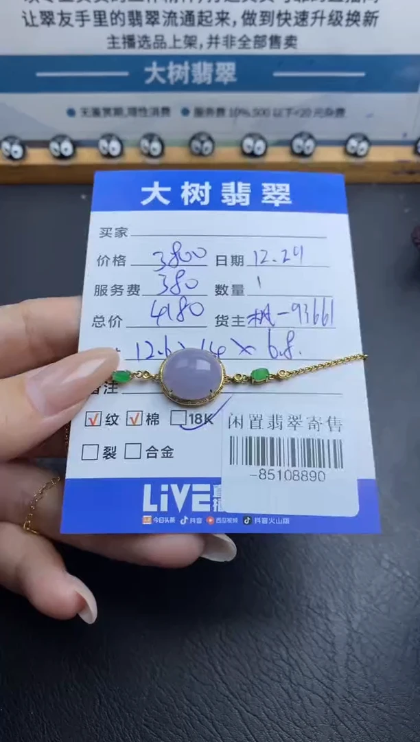 颈饰18K金镶嵌翡翠手链-85108890