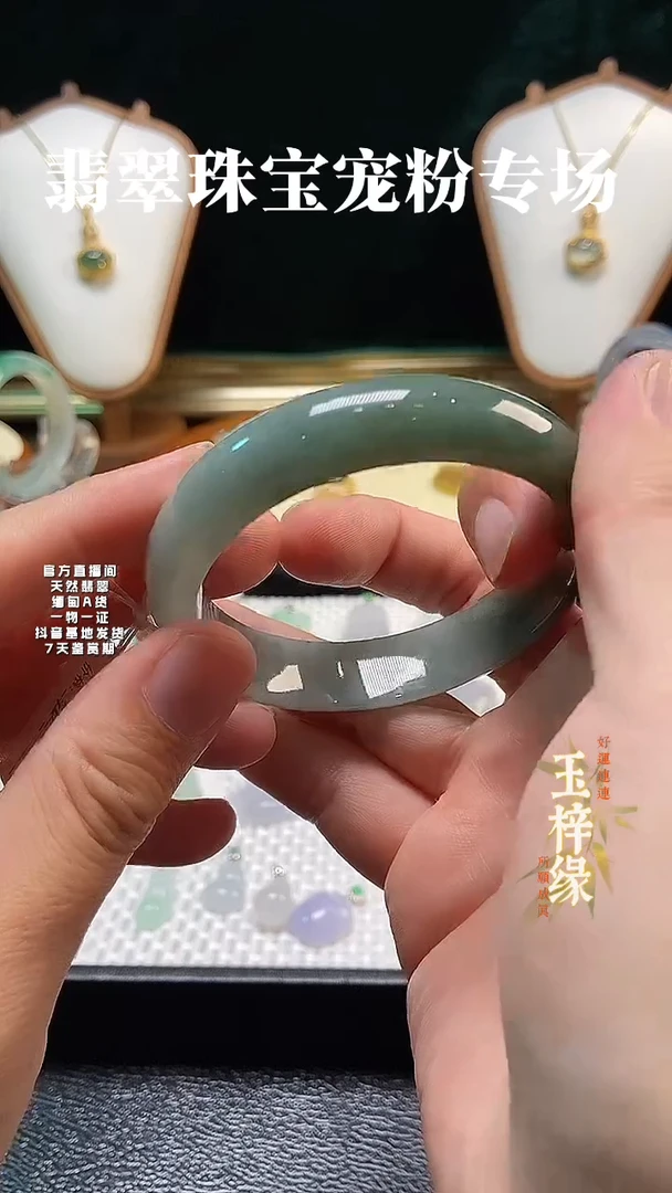 未镶嵌手镯翡翠油青手镯-圈口60