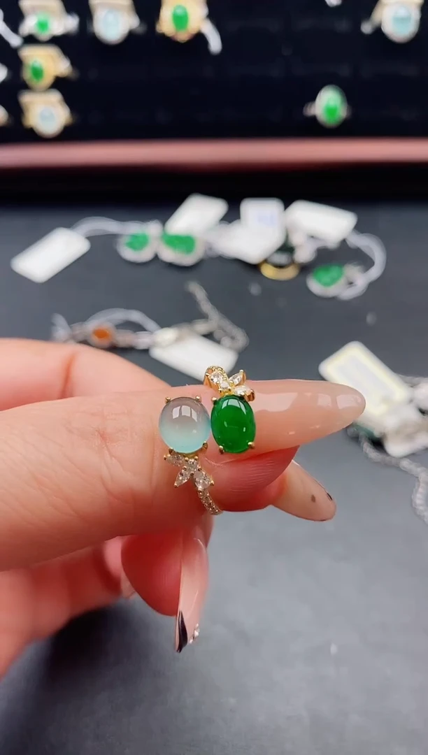 银S925镶嵌戒指翡翠1