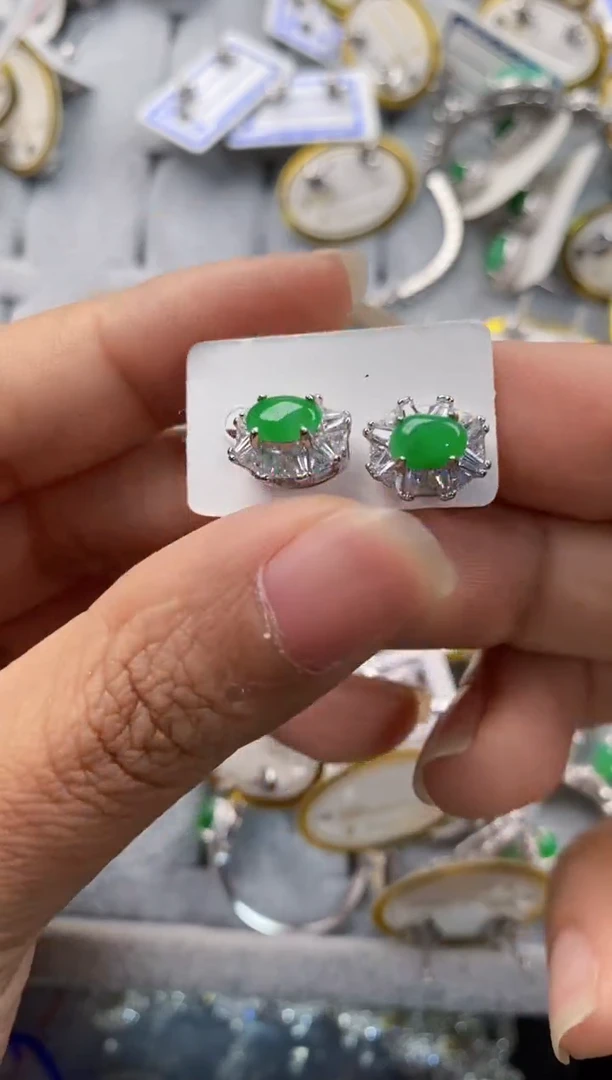 银S925镶嵌戒指翡翠333---8