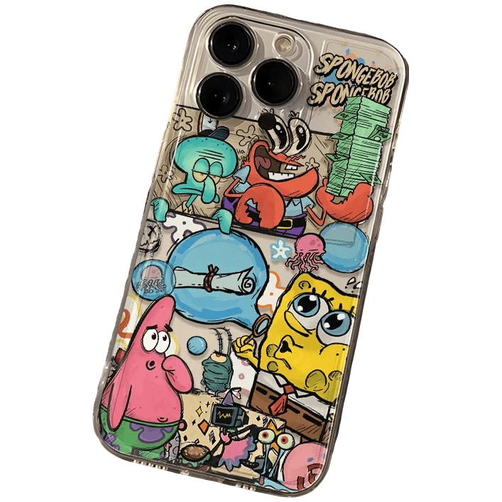 涂鸦海绵宝宝苹果15Pro手机壳15Promax防摔14pro高级12软11男女